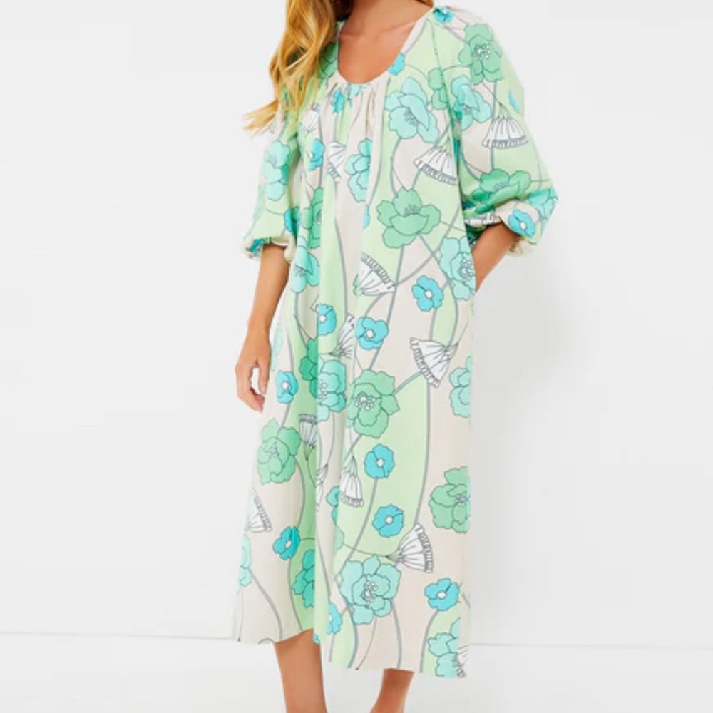 Tuckernuck Hyacinth House Floral Green and Blue Midi Dress